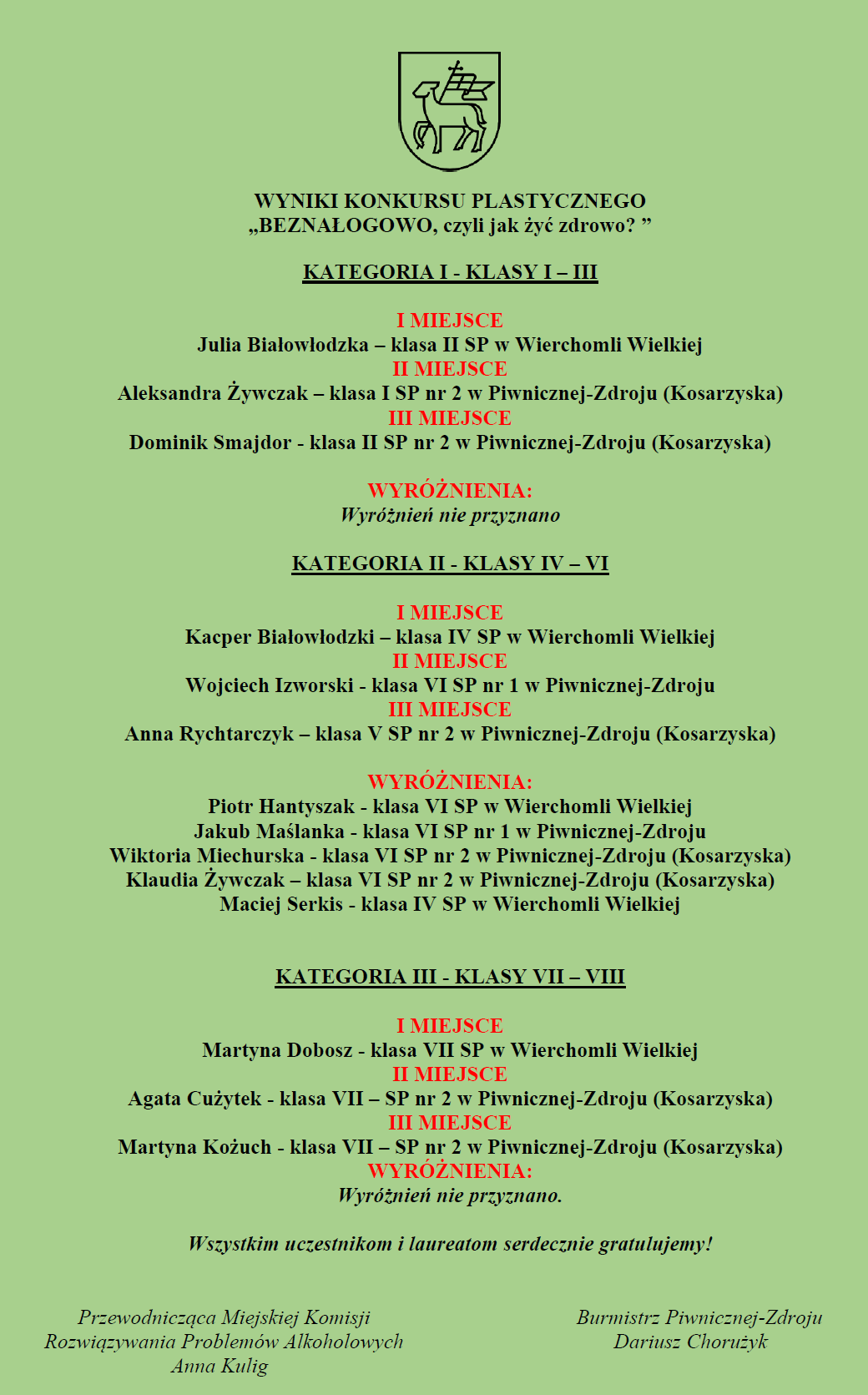 Konkurs ,,Beznałogowo  czyli jak żyć zdrowo